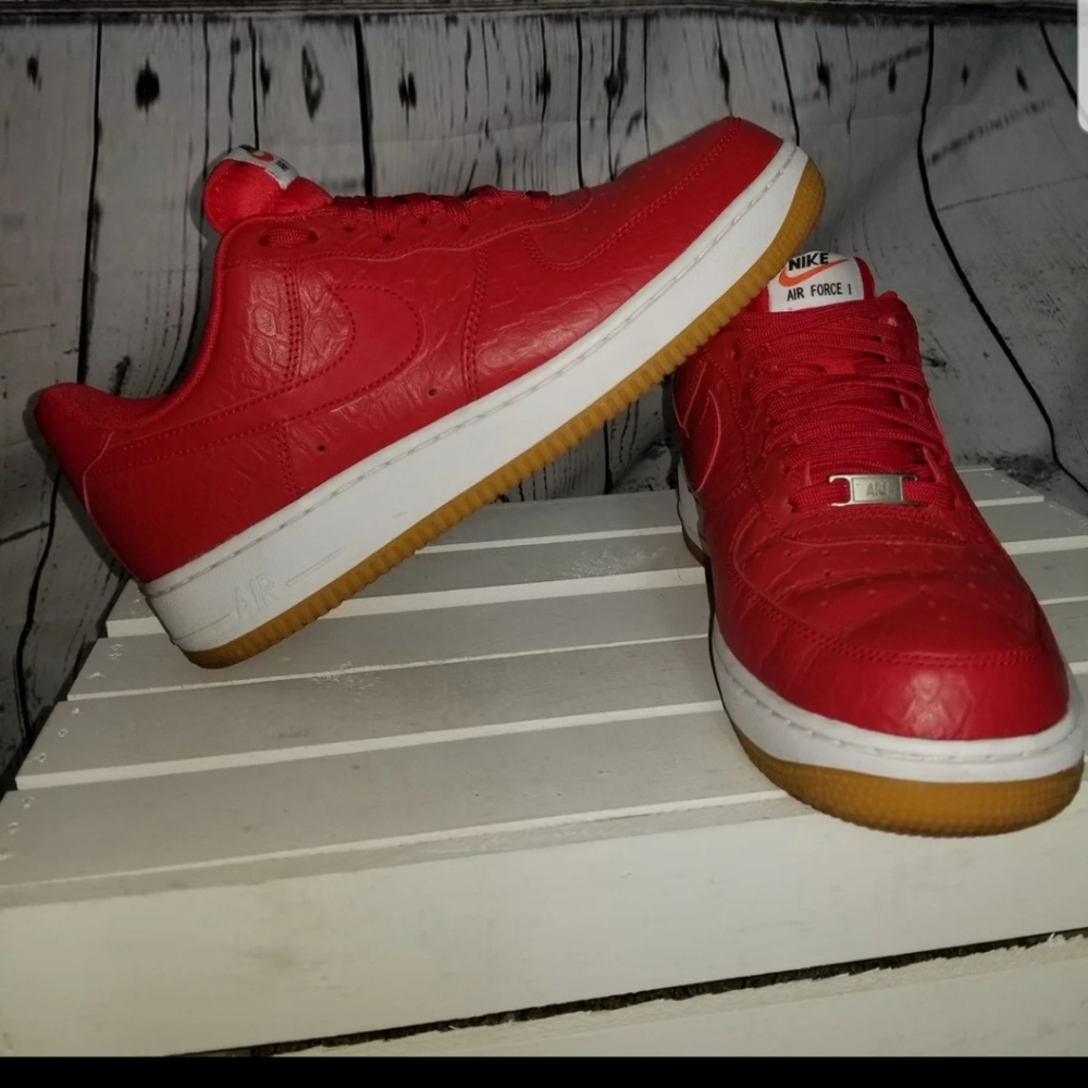 Like New Nike Af1 "Red Python" Low Tops - image 3